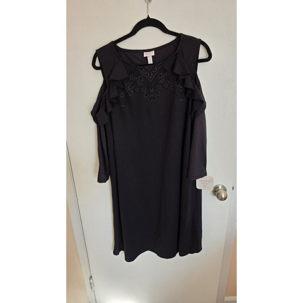 Isabel Maternity Dress Black Cold Shoulder Medium Whimsigoth Witchy Vampire NWT